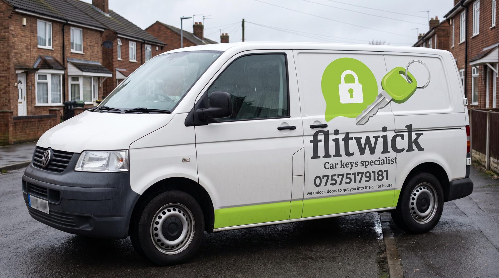 Flitwick Car Keys Specialist mobile locksmith van parked on a residential street